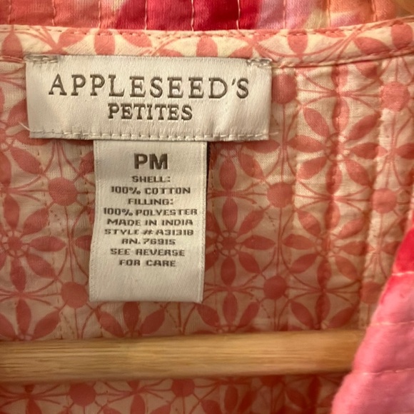 Appleseed's Pink and Coral Floral Quilted Jacket NWOT Sz PM 100% Cotton - Picture 2 of 12